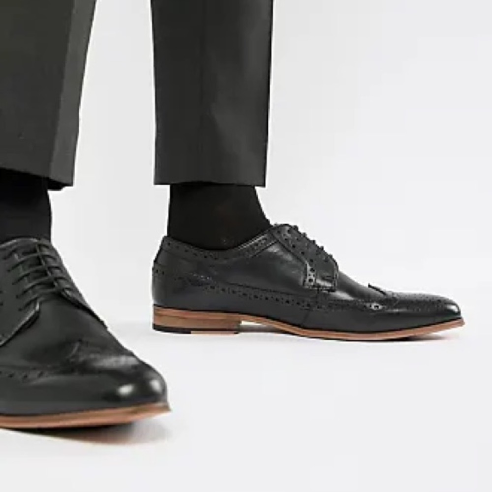 Black Real Leather Bedd Brogues
